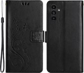 Coverup Bloemen & Vlinders Book Case - Geschikt voor Samsung Galaxy A54 Hoesje - Zwart