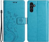 Coverup Bloemen & Vlinders Book Case - Geschikt voor Samsung Galaxy A54 Hoesje - Blauw