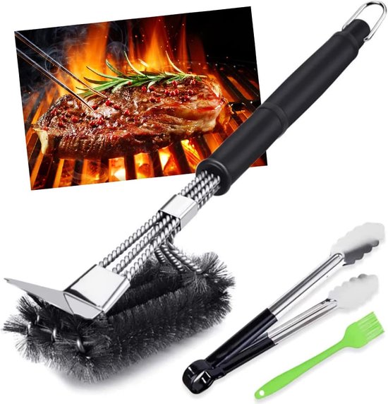 Spazzola Barbecue 2 Pezzi In Acciaio Con Raschietto E Impugnatura Antiscivolo – Pulizia Facile Per Griglie E Forni