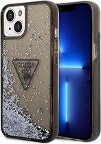 Guess Liquid Glitter Triangle Back Case geschikt voor Apple iPhone 14 Plus (6.7") - Zwart/Blauw