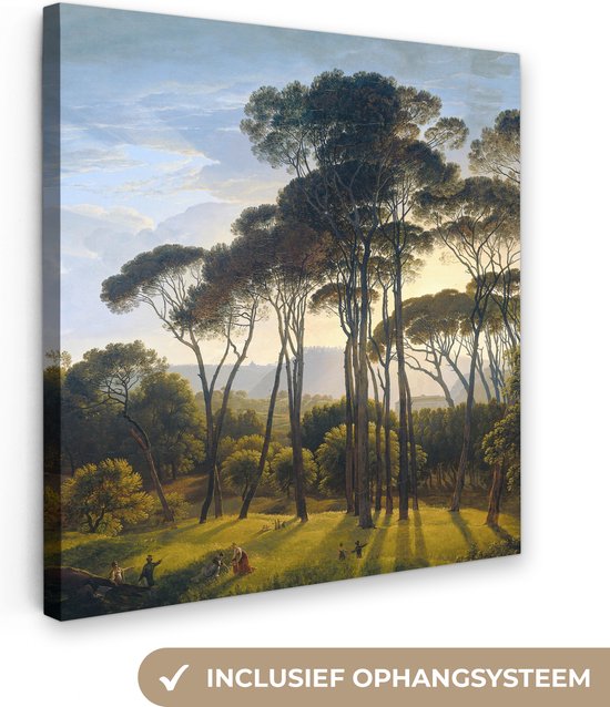 Canvas - Schilderij Italiaans landschap met parasoldennen - Kunst - Oude meesters - 50x50 cm - Kamer decoratie - Slaapkamer