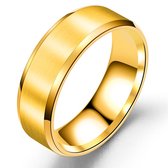 Heren Ring Goud kleurig met Strak Gepolijste Rand - Staal - Ringen Mannen Dames - Cadeau voor Man - Mannen Cadeautjes