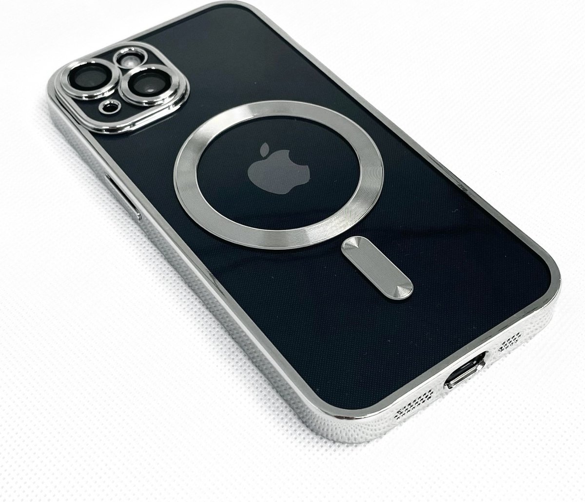 Telefoonhoesje iPhone 13/14 - Zilver - MagSafe - Stevig - Phone Case - Smartphonehoesje - Hoesje voor iPhone - OXILO