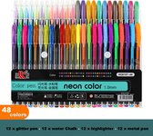 Kleurstiften set - kleur pennenset 48 Kleuren - Marker 1.0 mm - Glitterpennen - Gouache - markeerstift - metalen pen - Tekenen & Schrijven
