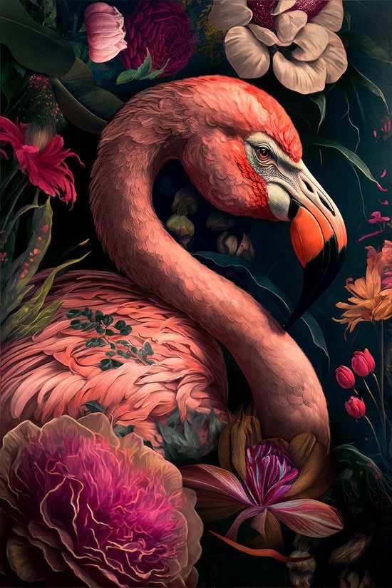 The Flamingo - Fotokunst op akoestisch schilderij | Wanddecoratie