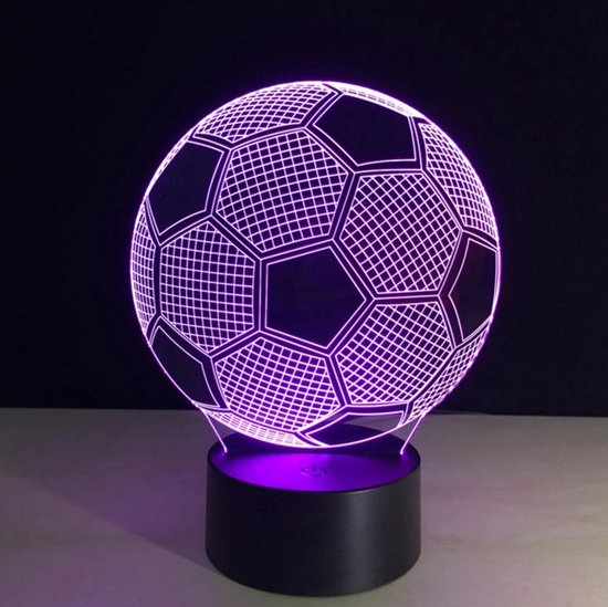Nachtlamp – 3D LED lamp – Voetbal - 16 kleuren - game - gaming - afstandsbediening – bureaulamp – sfeerlamp – cadeau – sinterklaas – kerst