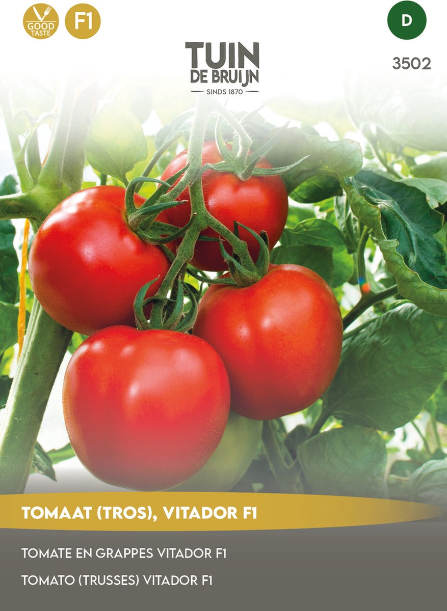 Tuin de Bruijn® zaden - Tomaat Vitador F1 (trostomaat) - ca. 25 zaden - heerlijk zoete tomaat - rijke oogst