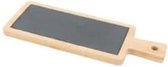 Point-Virgule serveerplank uit bamboe en leisteen met handvat 23x9x1cm