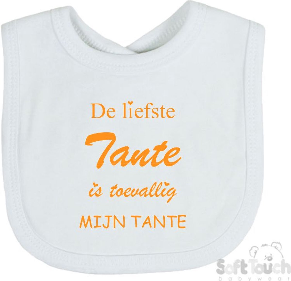 Goedkoopste Soft Touch Slabber De liefste tante is toevallig mijn tante Unisex Katoen Wit/mosterd Maat 33x22 Cm