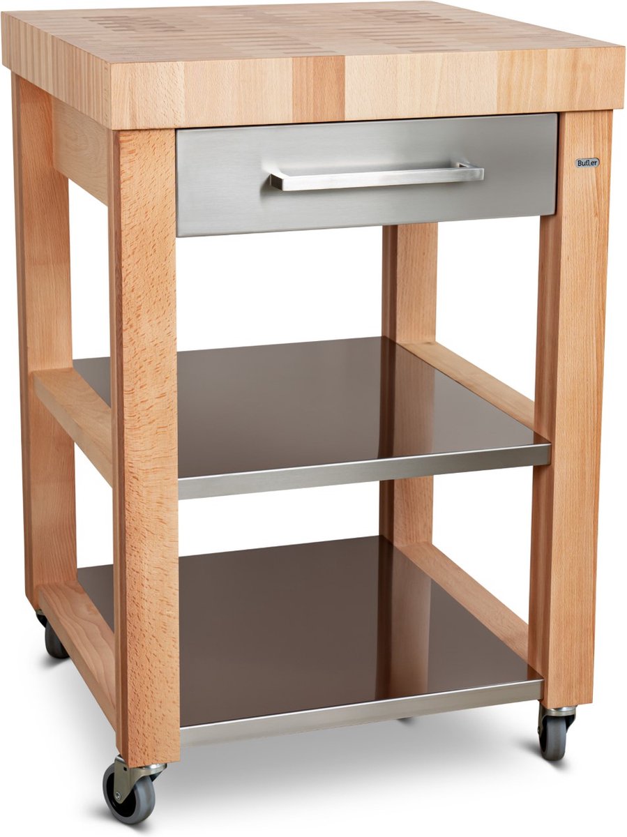 Butler Keukentrolley kopshout RVS M-600