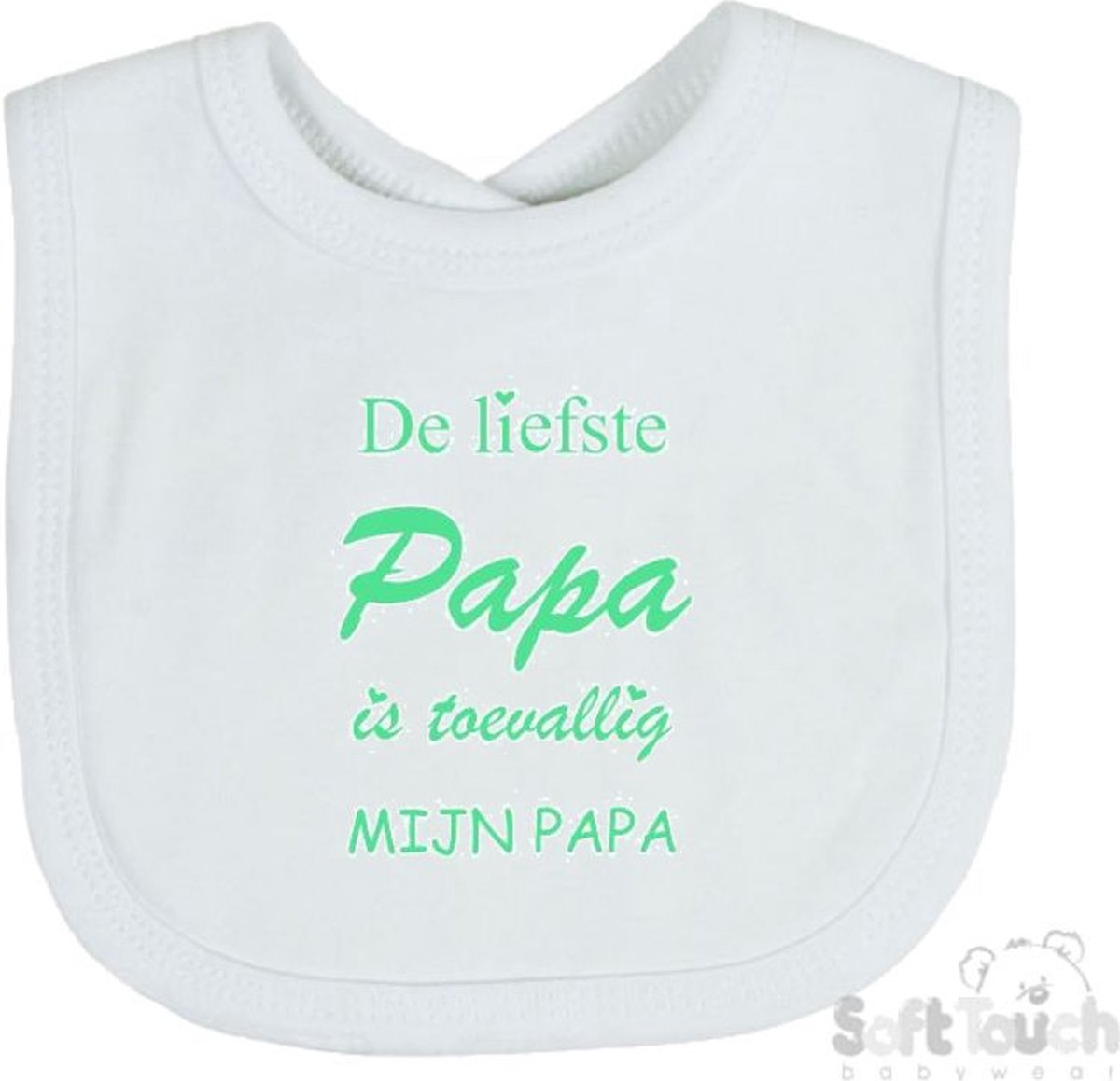Goedkoopste Soft Touch Slabber De liefste papa is toevallig mijn papa Unisex Katoen Wit/mint Maat 33x22 Cm