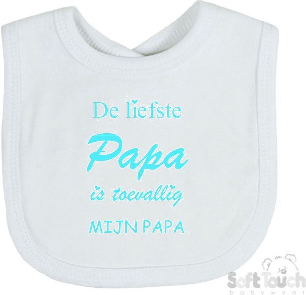 Goedkoopste Soft Touch Slabber De liefste papa is toevallig mijn papa Unisex Katoen Wit/aquablauw Maat 33x22 Cm