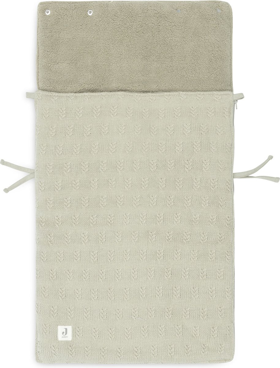 Jollein Voetenzak Groep 0 Autostoel 3/5 Punts Gordel Grain Knit Olive