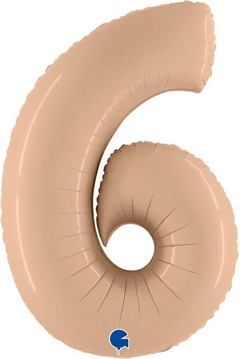 Folieballon Cijfer 6 Satin Nude - 100 cm