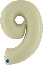 Folieballon Cijfer 9 Satin Olive green - 100 cm