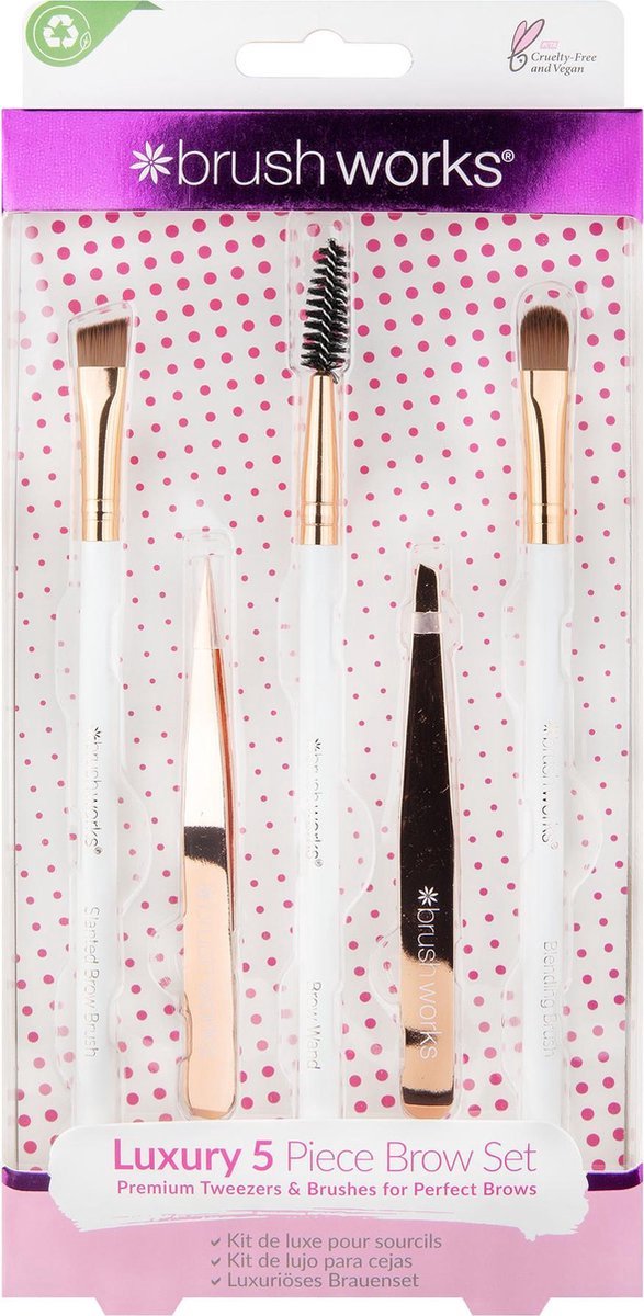 Brushworks Luxury 5 Piece Brow Set - White