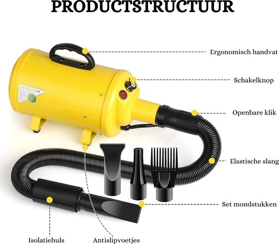 XKISS hondendroger 4.5 PS / 2800 W Traploze hondendroger met instelbare snelheid (Green