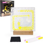Crafts&Co Kit de tableau mémo LED avec 3 Marqueurs – Lampe de nuit – Tableau d'écriture DIY