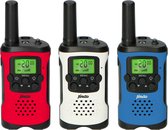 Alecto FR115 3x - Set de trois talkies-walkies pour Enfants - Portée jusqu'à 7 km - Rouge Wit et Blauw