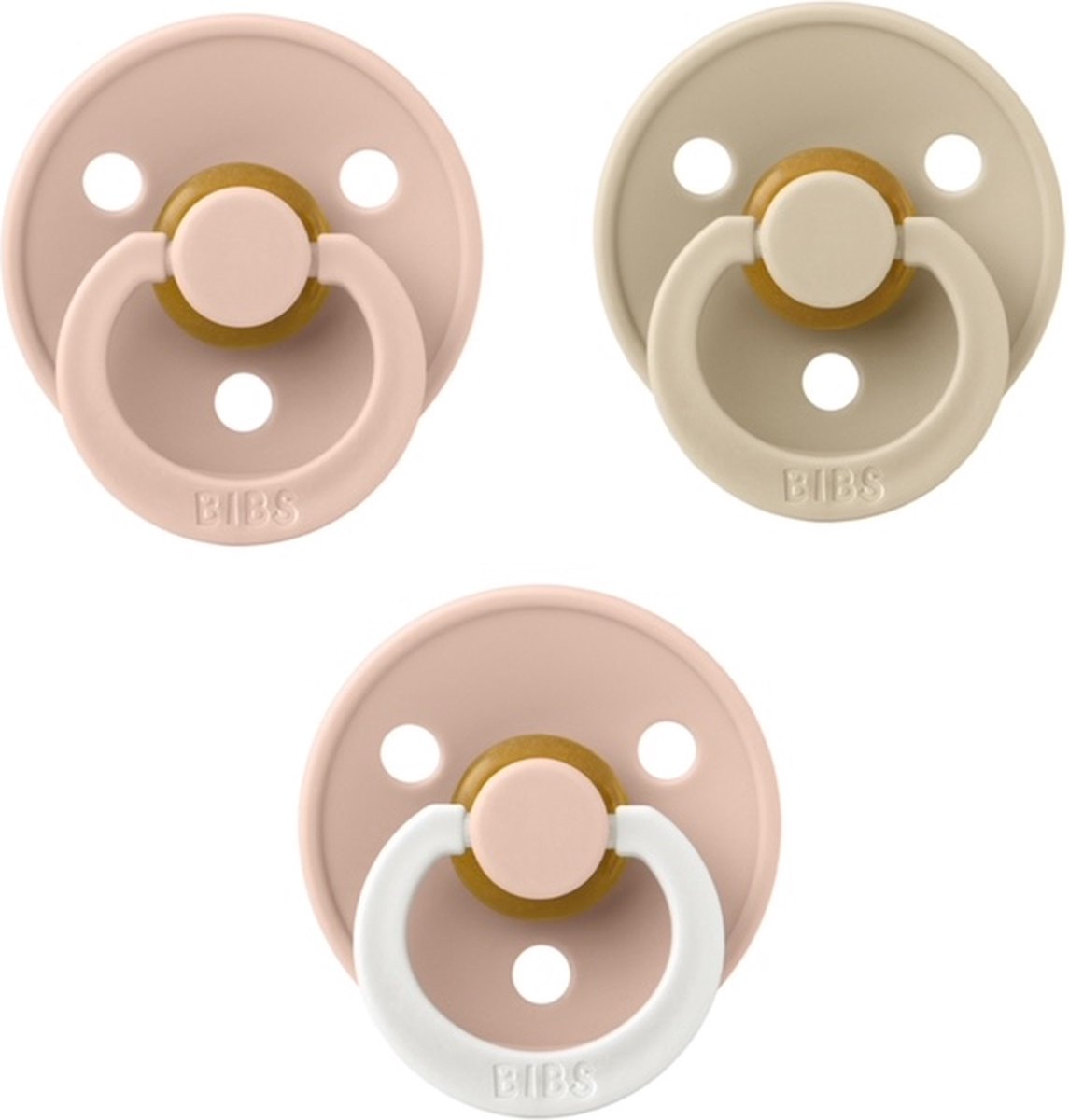 Goedkoopste Bibs fopspeen 0-6 maand set 3 stuks Blush,Vanilla en Glow Blush maat 1