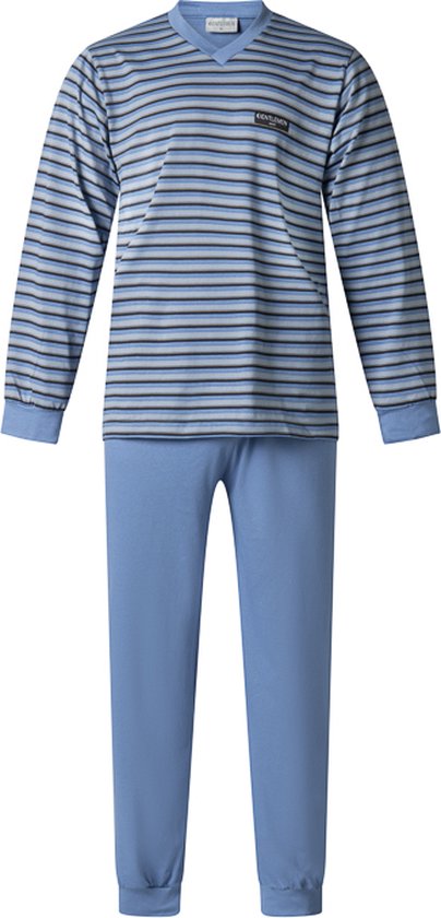 Gentlemen - heren pyjama 114237 met V-hals - raf-blauw - maat 3XL
