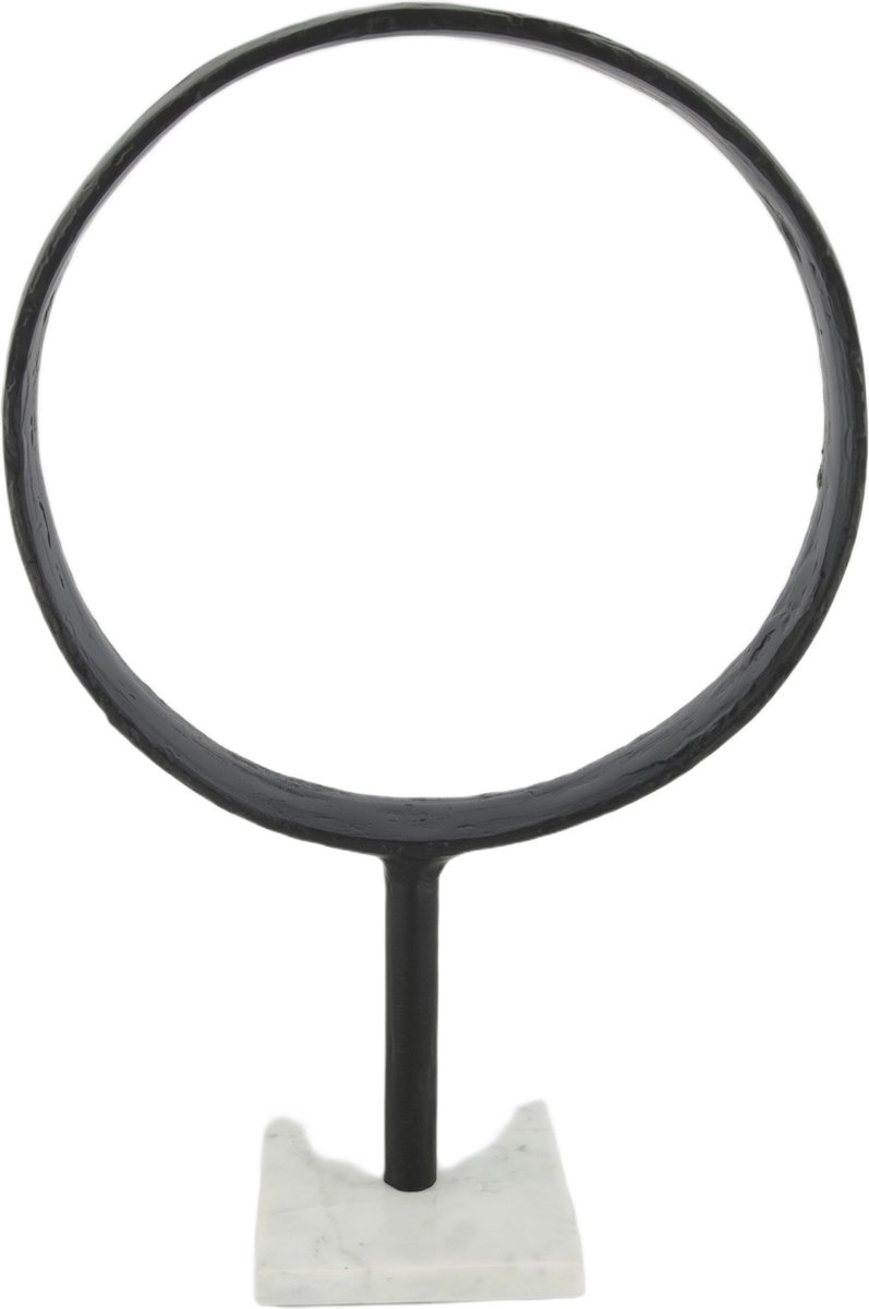 Beeld ring aluminium op standaard - 29x11.5x43 cm - Zwart