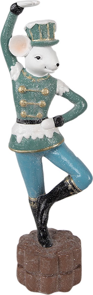 Clayre & Eef Beeld Muis 26 cm Blauw Polyresin
