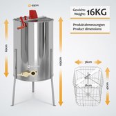 Jago -Handmatige Honing Extractor - RVS - Geschikt voor 4 honingraten - Bijenteelt Imker Accessoires