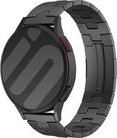 Strap-it Smartwatch bandje 22mm - Titanium grain band met platte sluiting geschikt voor Samsung Galaxy Watch 1 46mm / Watch 3 45mm / Gear S3 Classic & Frontier - Huawei Watch GT 1/2/3 46mm / GT 2 Pro - Amazfit GTR 2/3/4 - Fossil Gen 5 - grafiet