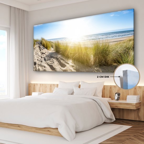 Foto: Canvas schilderij 160x80 cm wanddecoratie strand duin zon zee zomer muurdecoratie woonkamer slaapkamer decoratie kamer accessoires schilderijen