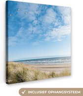 Canvas Schilderij Strand - Zee - Vogels - Zomer - Planten - 90x90 cm - Wanddecoratie