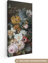 Canvas Schilderij Stilleven met bloemen - Schilderij van Eelke Jelles Eelkema - 40x80 cm - Wanddecoratie