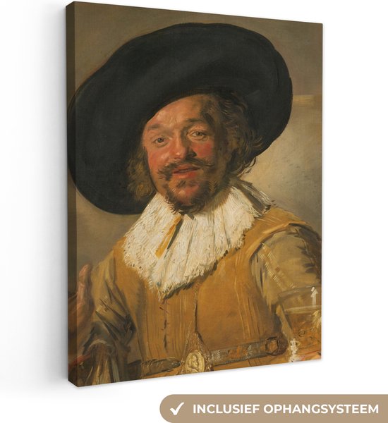 Canvas Schilderij - Frans Hals - Oude meester - De Vrolijke Drinker - 90x120 cm - Wanddecoratie - Woonkamer