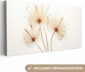 Canvas Schilderij Zonlicht - Paardenbloemen - Natuur - Botanisch - 40x20 cm - Wanddecoratie