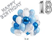 Luna Balunas 18 ans Set de Ballons Argent Blauw hélium anniversaire