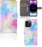Telefoonhoesje iPhone 15 Pro Max Bookcase Personaliseren Watercolor Light