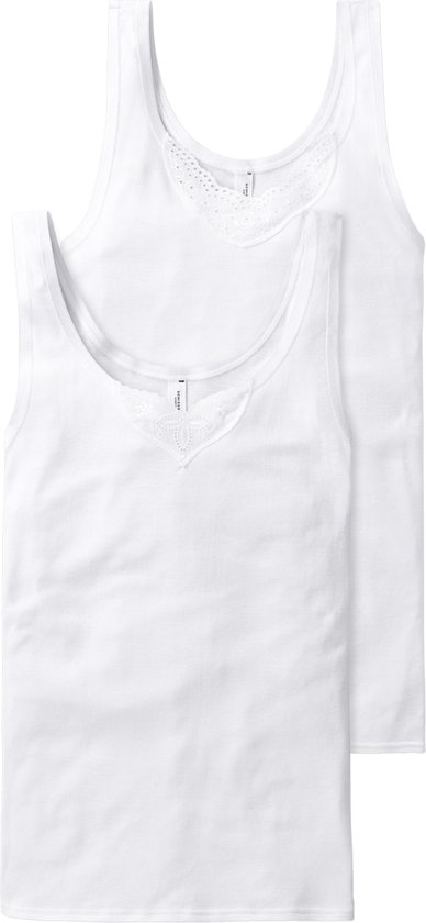 SCHIESSER Cotton Essentials singlet (2-pack) - dames onderhemd wit - Maat: 48