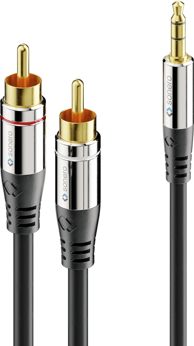 sonero S-AC600-125 audio kabel 12,5 m 3.5mm 2 x RCA Zwart