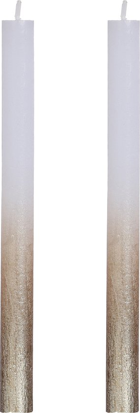 Comforder Gouden Spray Dinerkaarsen Set van 2 - h.25 cm - Lange Kaarsen Goud Wit
