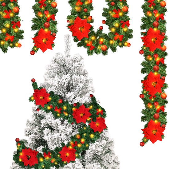 2x Guirlande de Noël lumineuse 5m en sapin artificiel 80LED