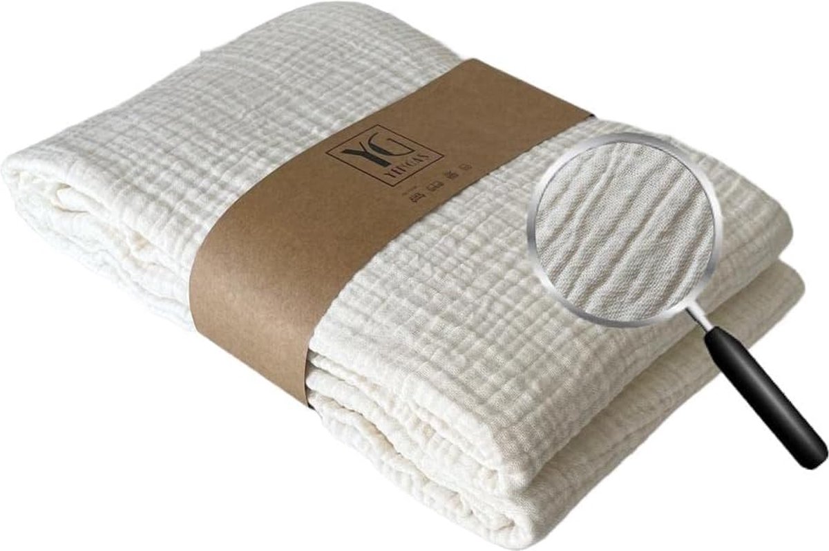 Kashyke Montivo mousseline deken, zomerdeken, 100% mousseline zomerdeken, badhanddoek, licht zacht, musseline deken voor volwassenen, als knuffeldeken, bed, bank, licht als 430 g, geel, 150 x 200 cm