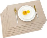 Set van 6 placemats stof placemats placemats linnen afwasbaar beige tafel onderzetters set