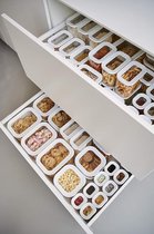 Récipient de conservation Modula set de 3 pièces - récipient alimentaire transparent avec couvercle - organisateurs de cuisine et boîtes de rangement en plastique - empilables et hermétiques - 1x 2000 ml & 2x 1000 ml - blanc