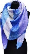 Warme Driehoekige Sjaal - Geblokt - Lila/Blauw - 200 x 75 cm (23-75#)
