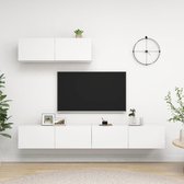 The Living Store TV-meubelset - Muurbevestiging - Wit - 100 x 30 x 30 cm - Spaanplaat