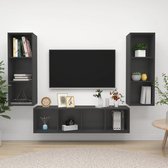 The Living Store TV-meubelset Wandmontage - 37 x 37 x 107 cm + 37 x 37 x 142.5 cm - Grijs