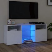The Living Store Meuble TV avec éclairage LED 120x30x50 cm blanc brillant