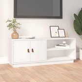 The Living Store TV-meubel Grenenhout - Media-kast 105x34x40cm - Wit