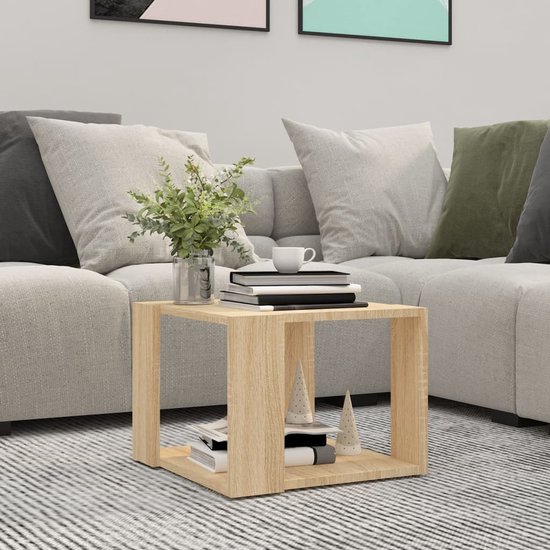 The Living Store Table de salon - Chêne Sonoma - 40 x 40 x 30 cm - Etagère de rangement