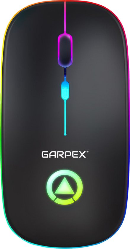 Garpex® Stille Draadloze Muis - Gaming muis - Computermuis - Muis Draadloos - Met LED Verlichting - Oplaadbaar - Zwart